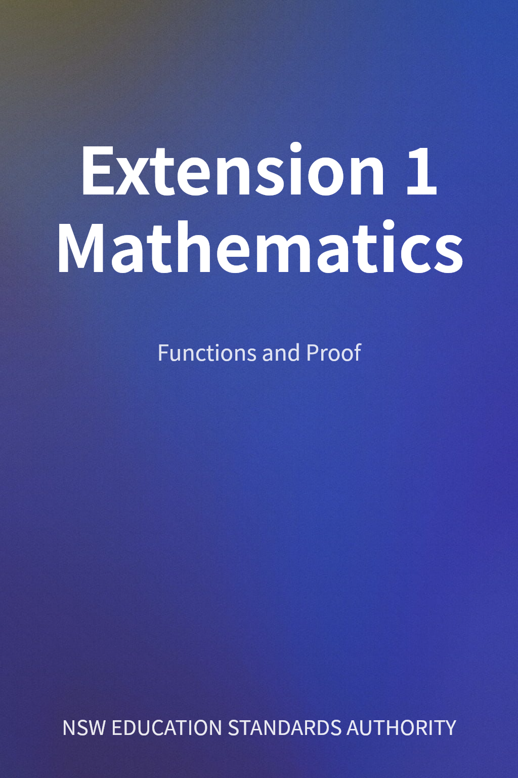 Extension 1 Mathematics cover