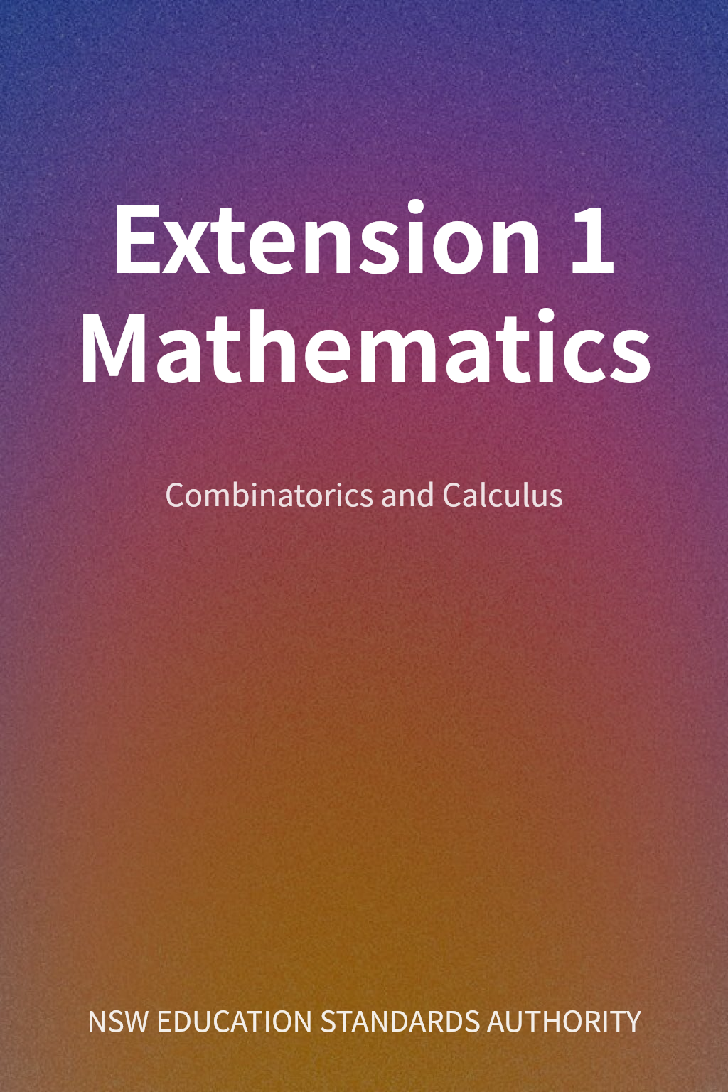 Extension 1 Mathematics cover