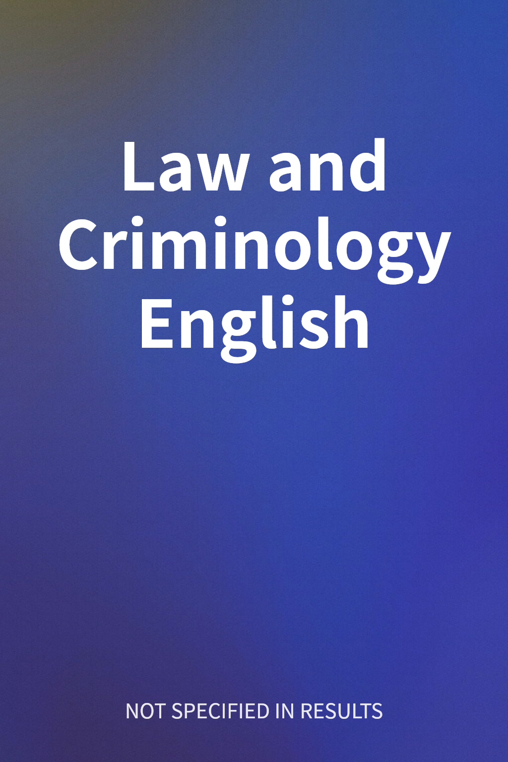 Law and Criminology English cover