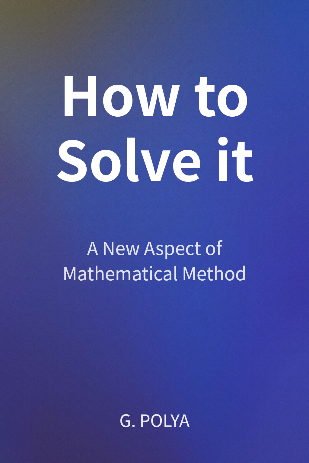 How to Solve it cover