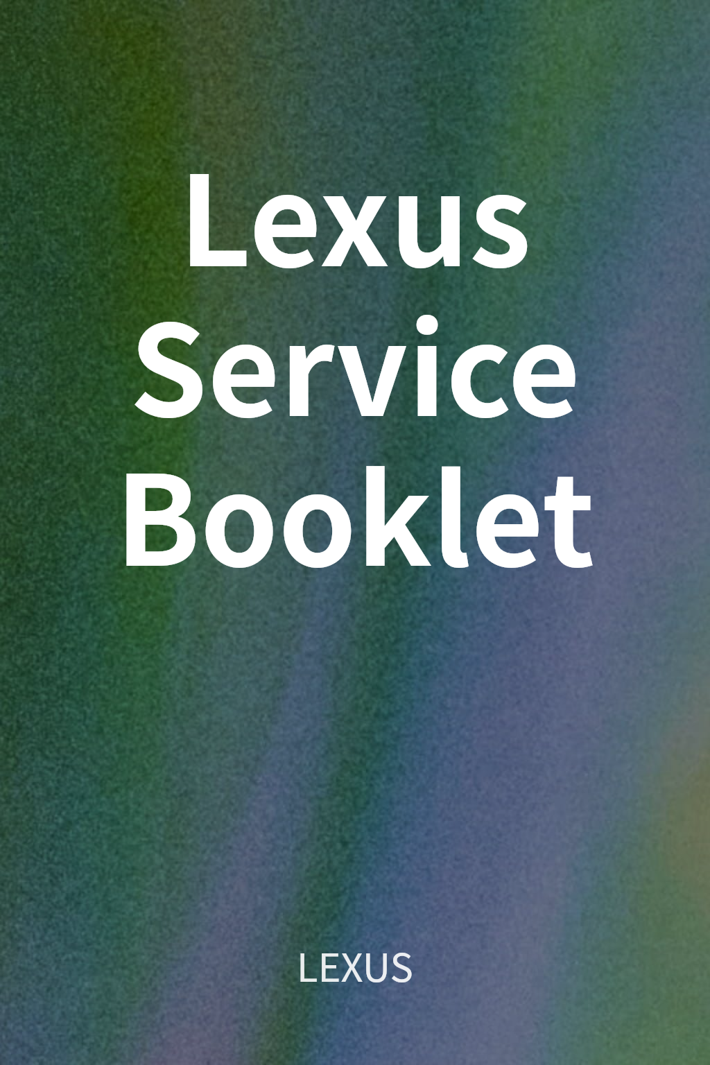 Lexus Service Booklet cover