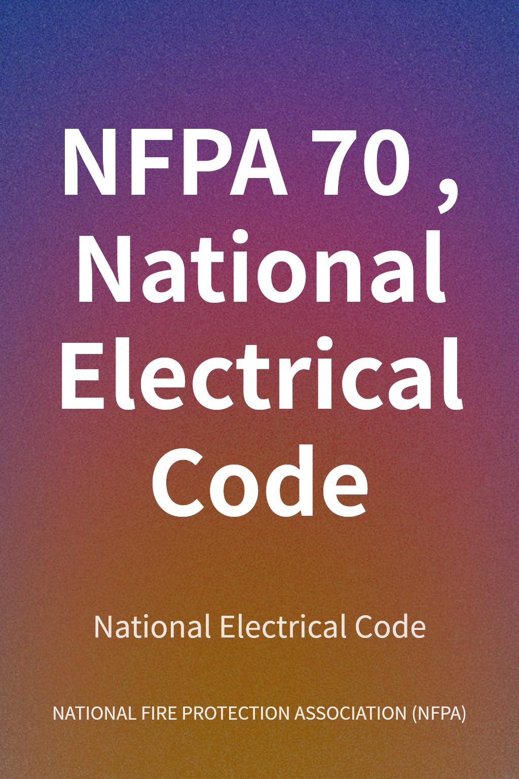 NFPA 70, National Electrical Code cover