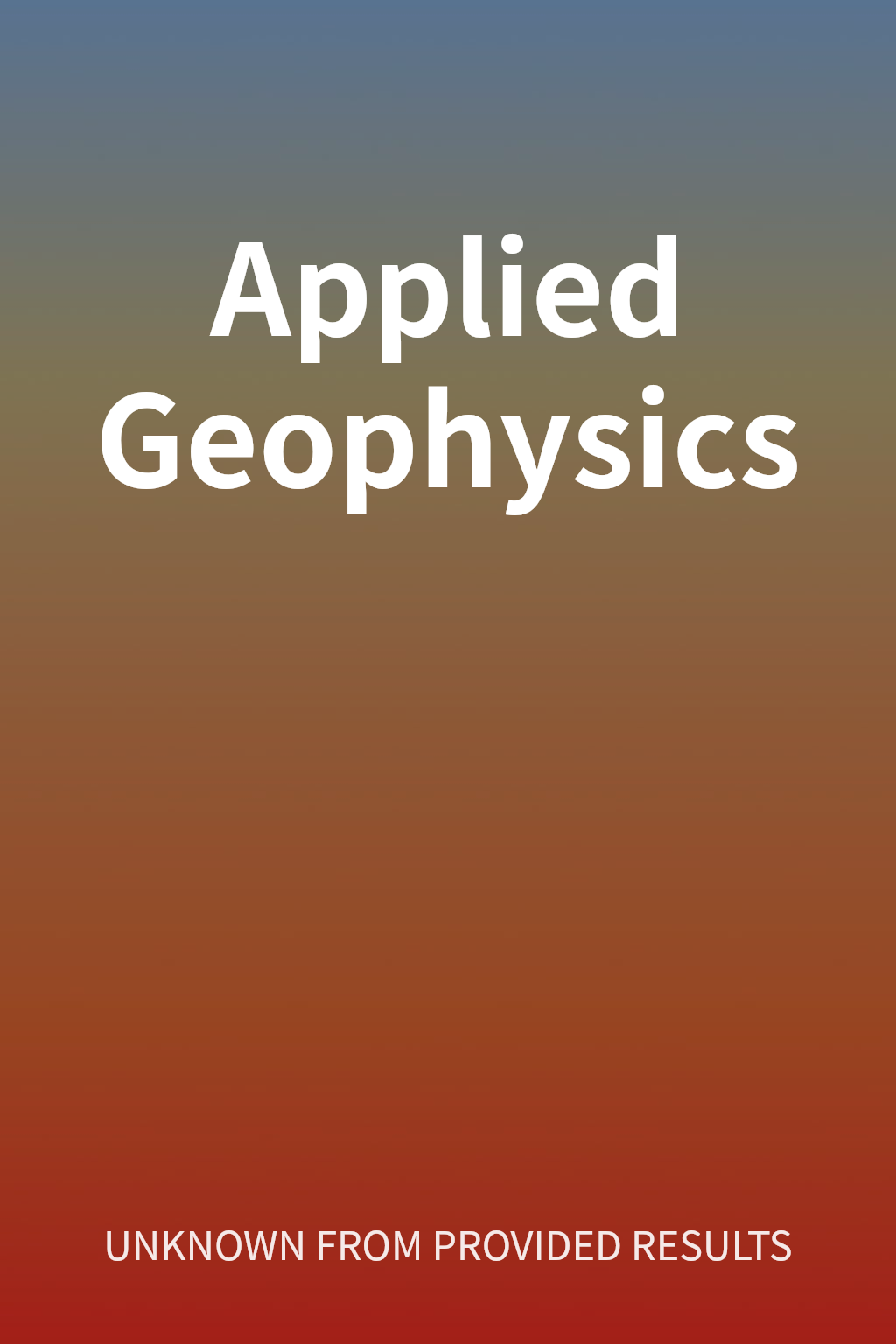 Applied Geophysics cover