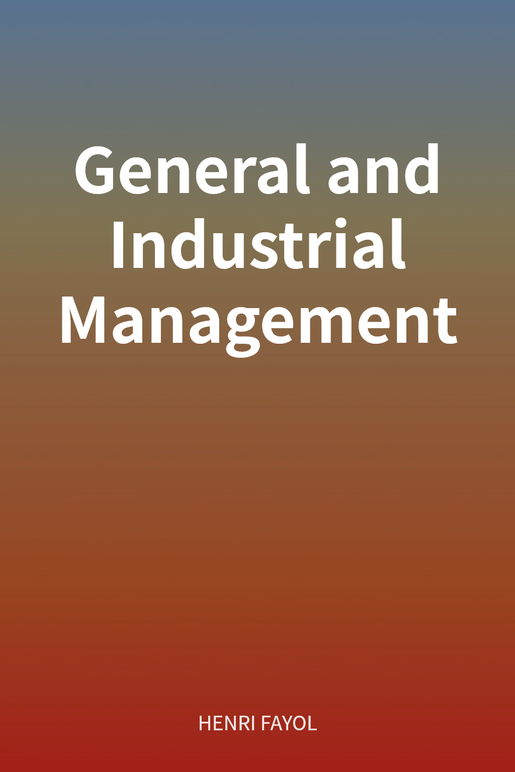 General and Industrial Management cover