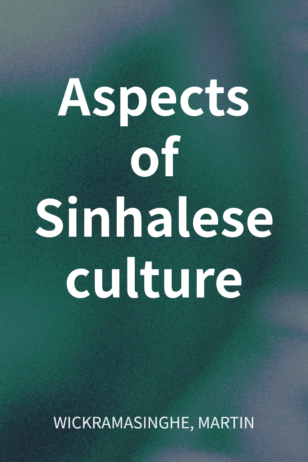 Aspects of Sinhalese culture cover