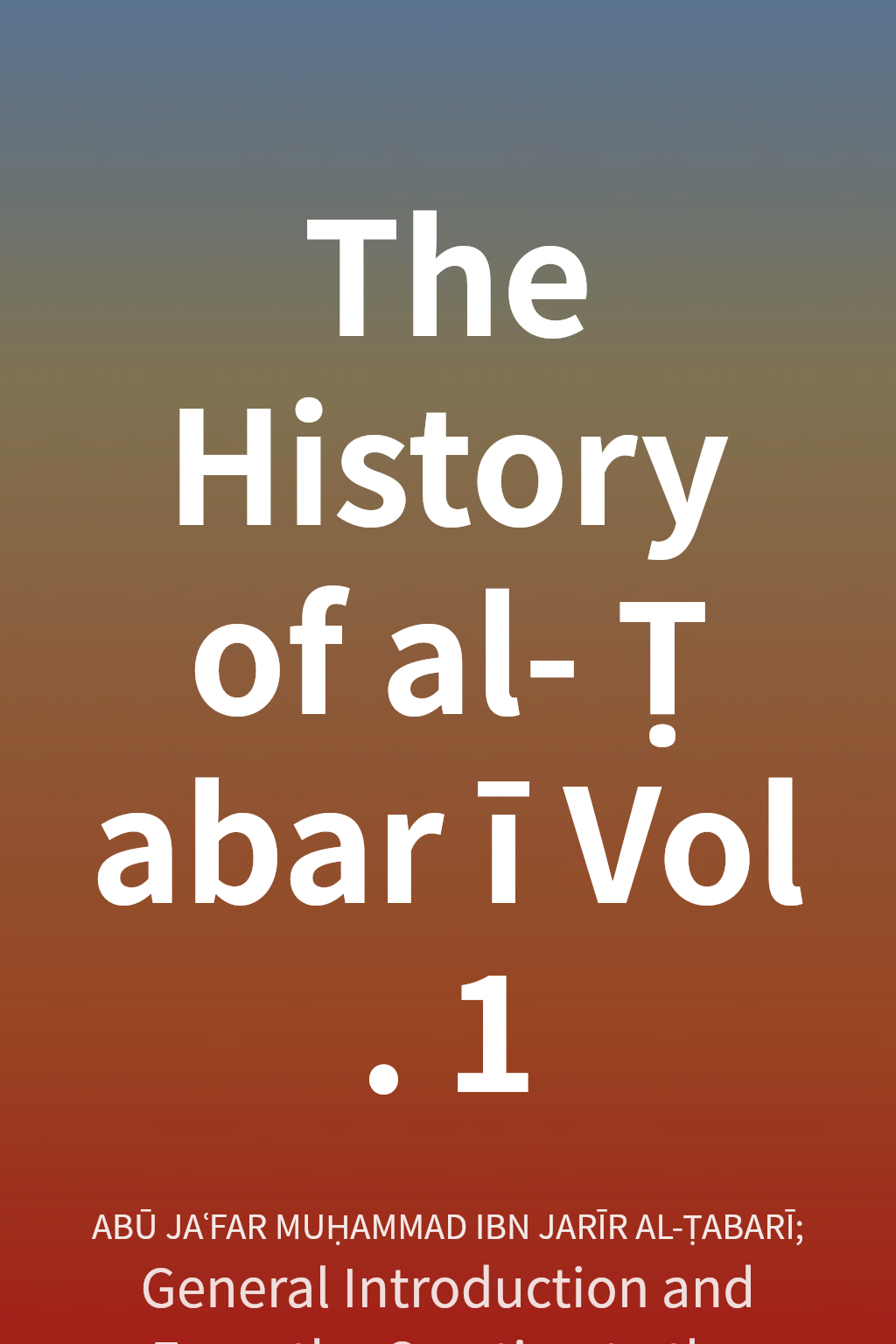 The History of al-Ṭabarī Vol. 1 cover