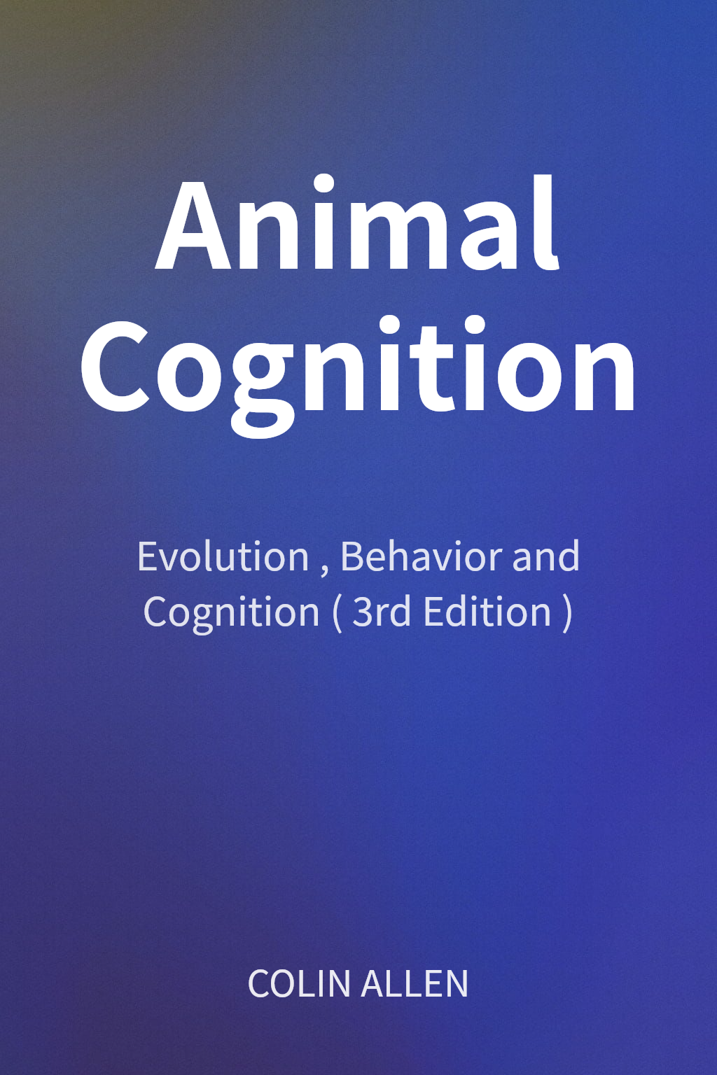 Animal Cognition cover
