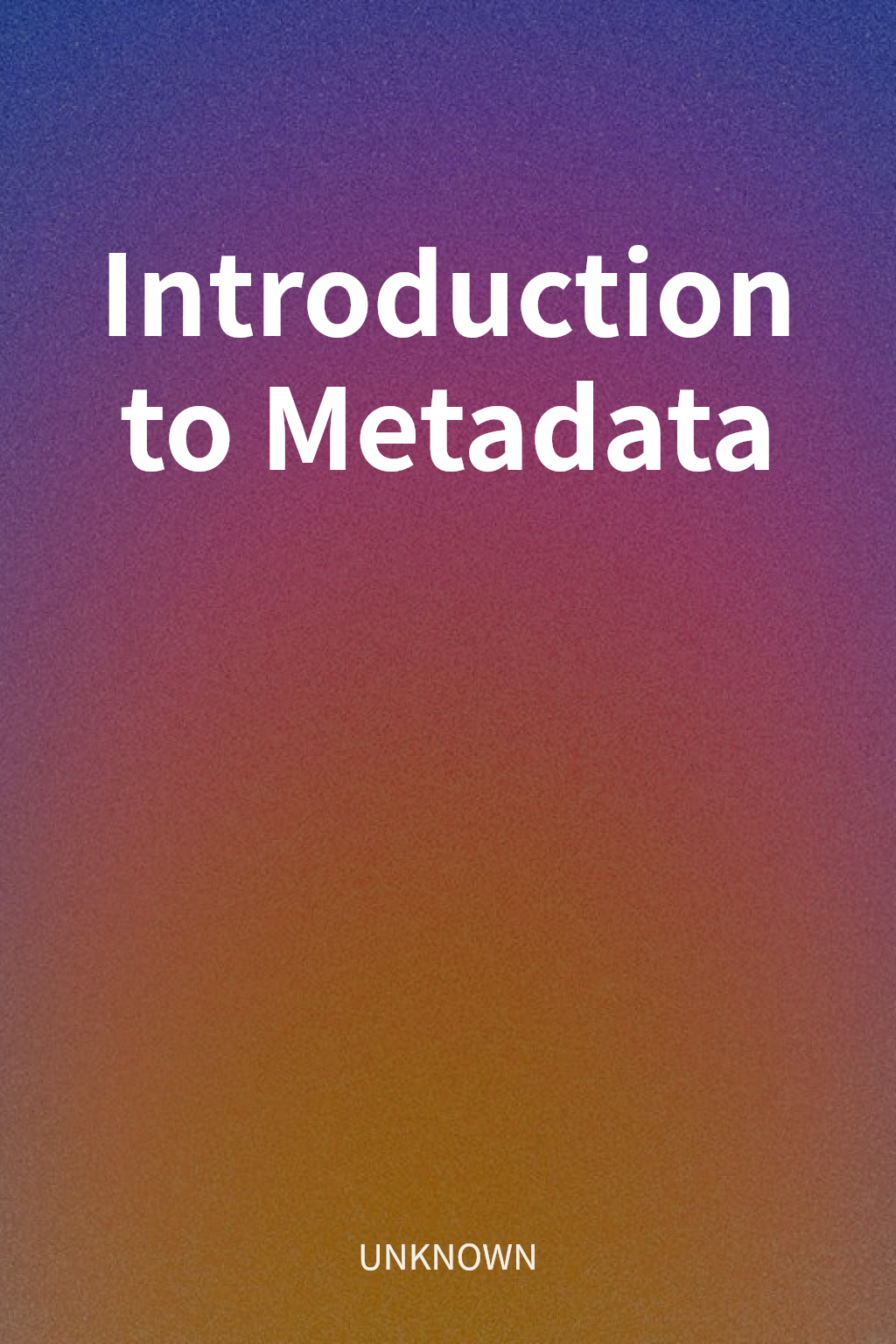 Introduction to Metadata cover
