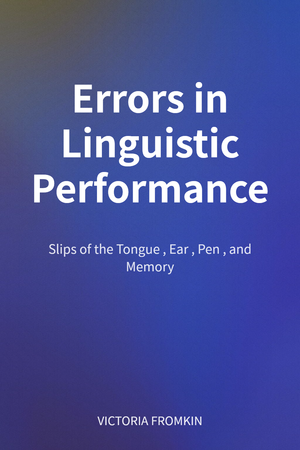 Errors in Linguistic Performance cover