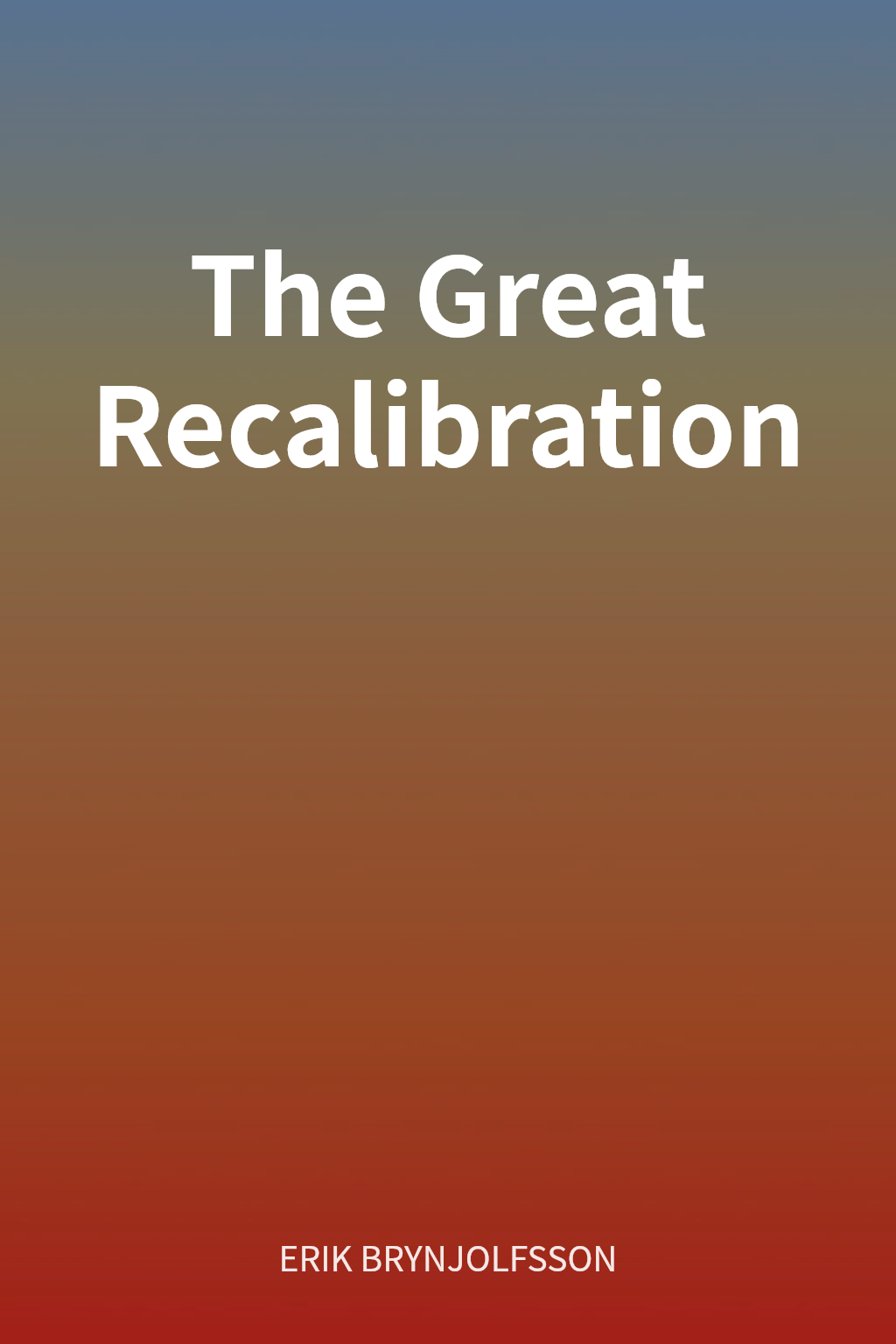 The Great Recalibration cover