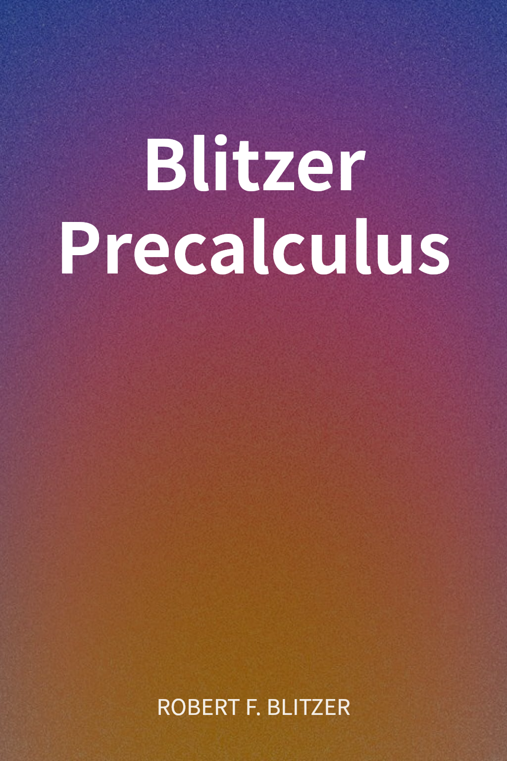Blitzer Precalculus cover