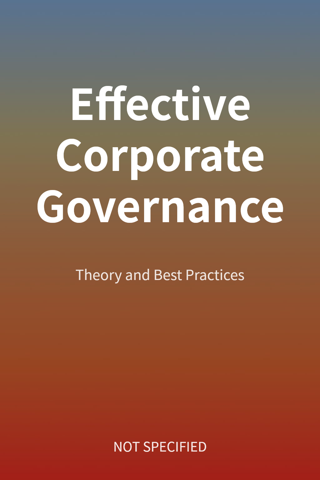 Effective Corporate Governance cover