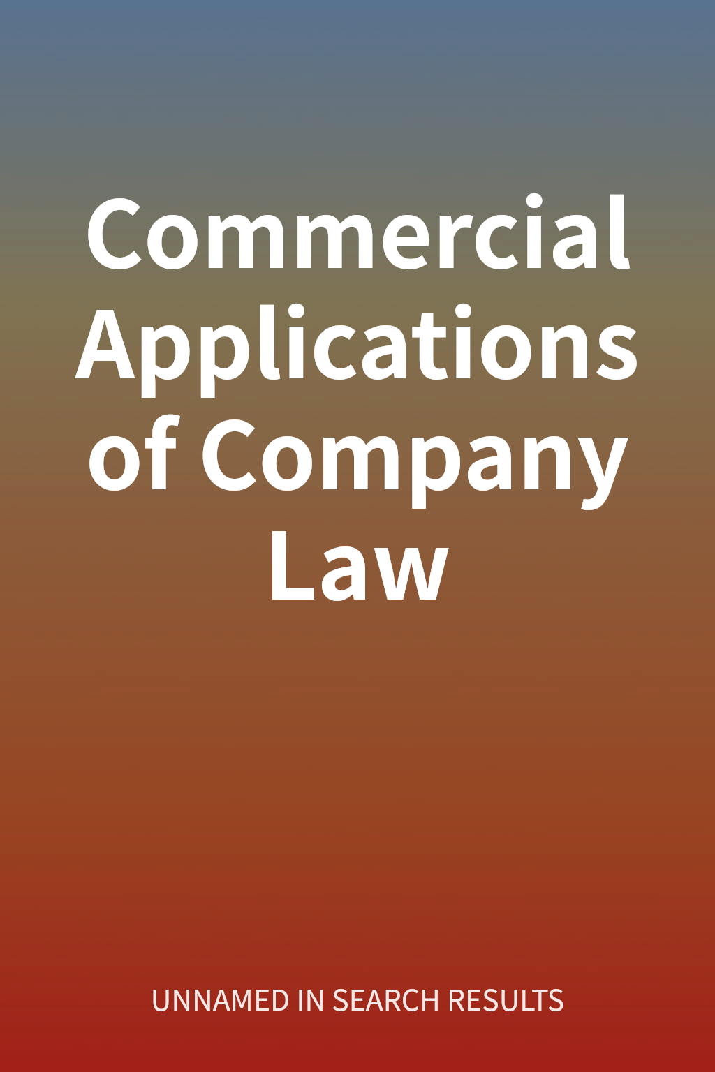 Commercial Applications of Company Law cover