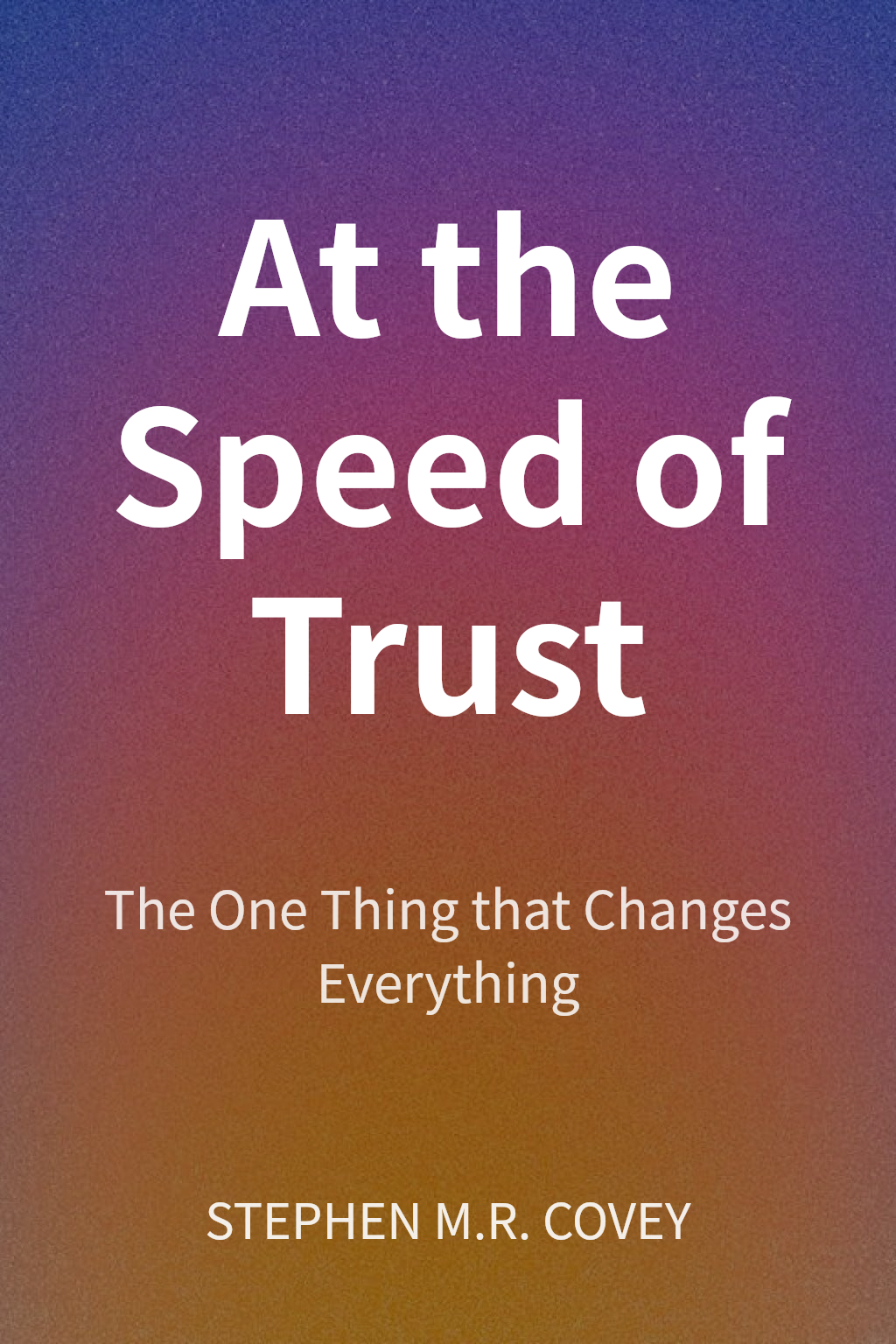 At the Speed of Trust cover