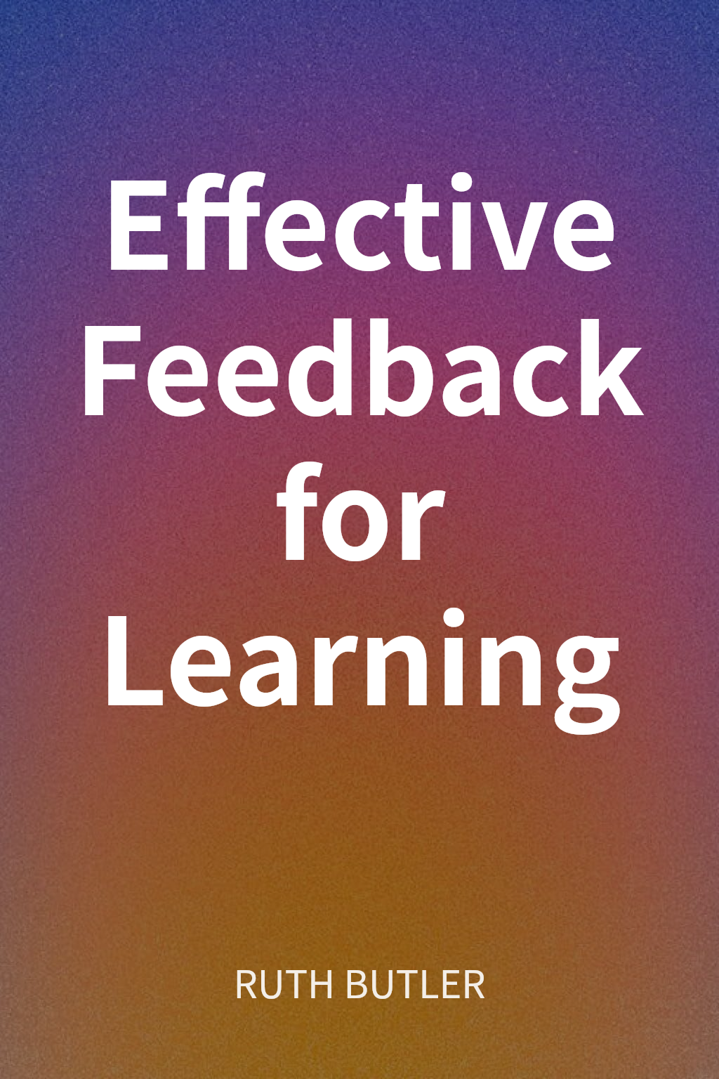 Effective Feedback for Learning cover